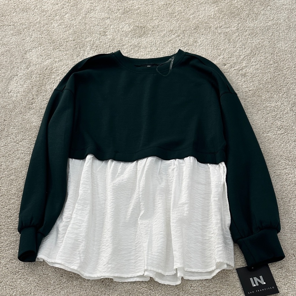 I.N. San Francisco Black and White Layered Top
